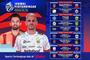 Jadwal Live Streaming BRI Liga 1 2024/25 Matchweek 18 di Vidio Pekan Ini Jadwal Live Streaming BRI Liga 1 2024/25 Matchweek 18 di Vidio Pekan Ini